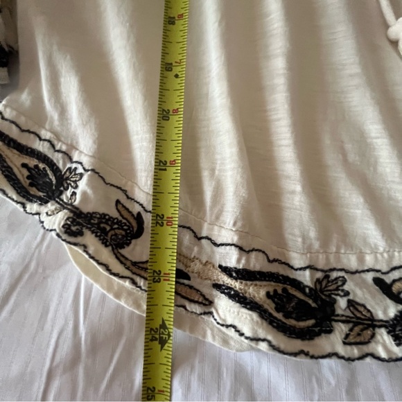 Lucky Brand Women’s Boho Embroidered Flare Sleeve Lace Up  Top S - Picture 12 of 14